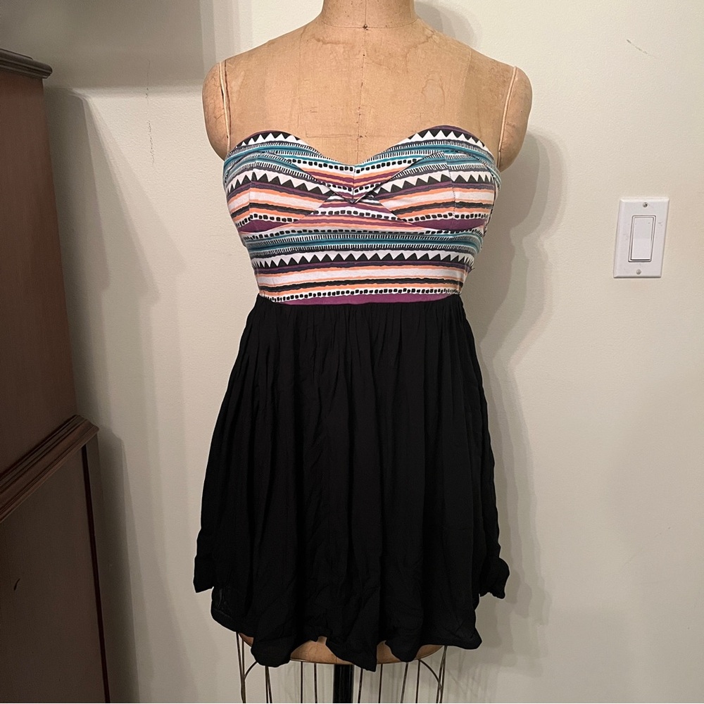 LF Bohemian Tribal Aztec Strapless Mini Corset Dress